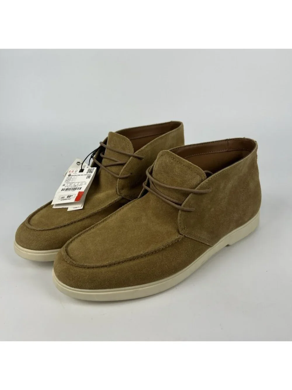 Zara Man Brown Suede Leather Tie Ankle Chukka Boot Size 44